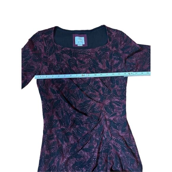 Anthropologie Maeve Elorn Lace Dress Black Burgundy Fitted Ruched Sz 6 - Picture 6 of 11